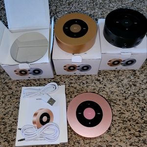 Wireless Bluetooth mini speaker with USB and Aux. Pink, black, and golden avail.